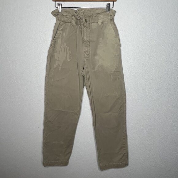 Mother Size 27 yoyo ruffle greaser paper bag highrise straight khakis pants w24 - Picture 5 of 13